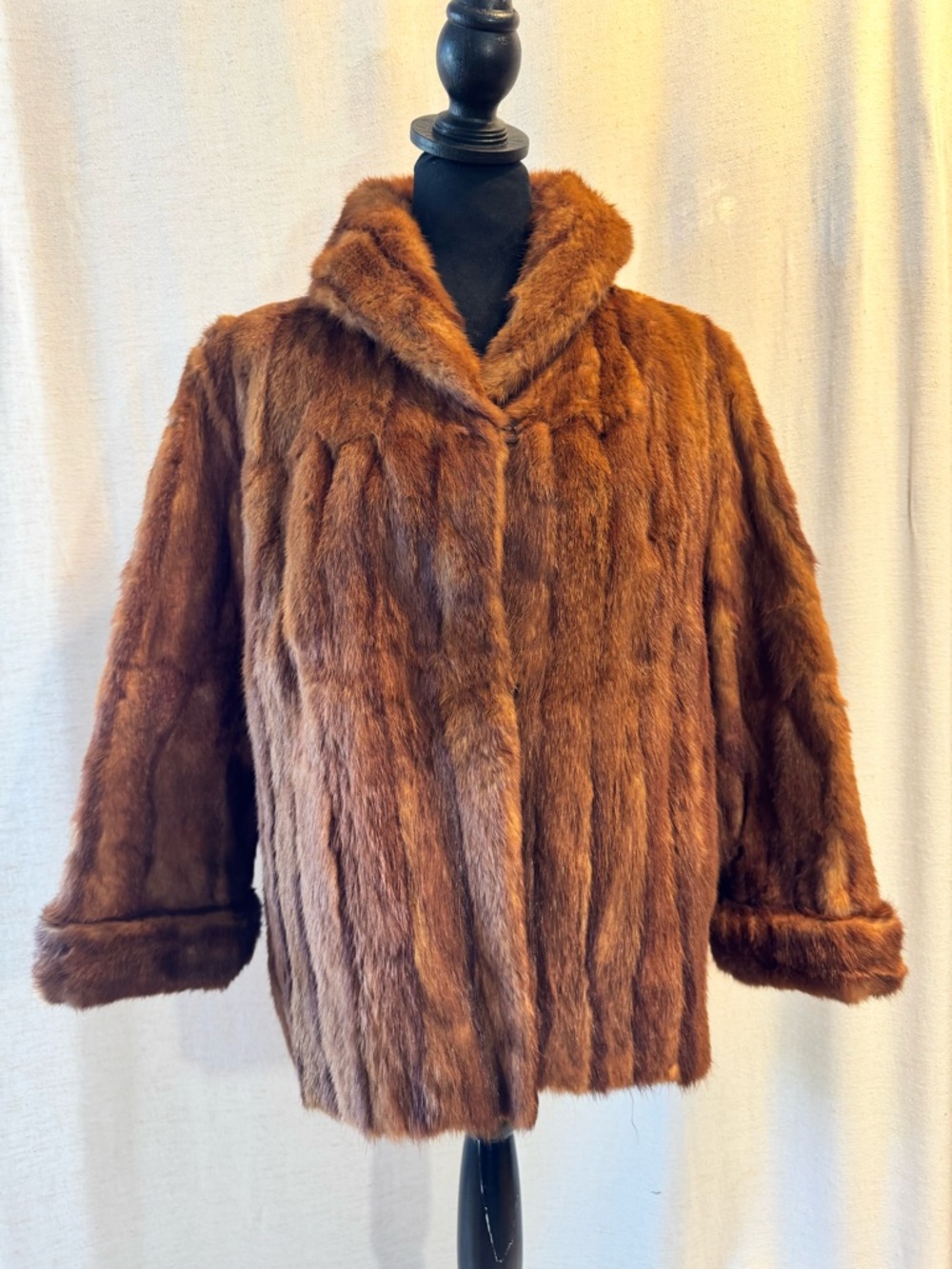 Vintage Henri Jrion Paris Fur Mink Jacket Fourreur France Cropped Monogrammed